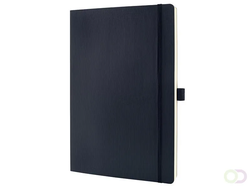 Notitieboek Conceptum Pure A4 zwart gelinieerd softcover. Genummerde pagina's, inhoudsopgave, sluiting d.m.v. by Sigel – product photo
