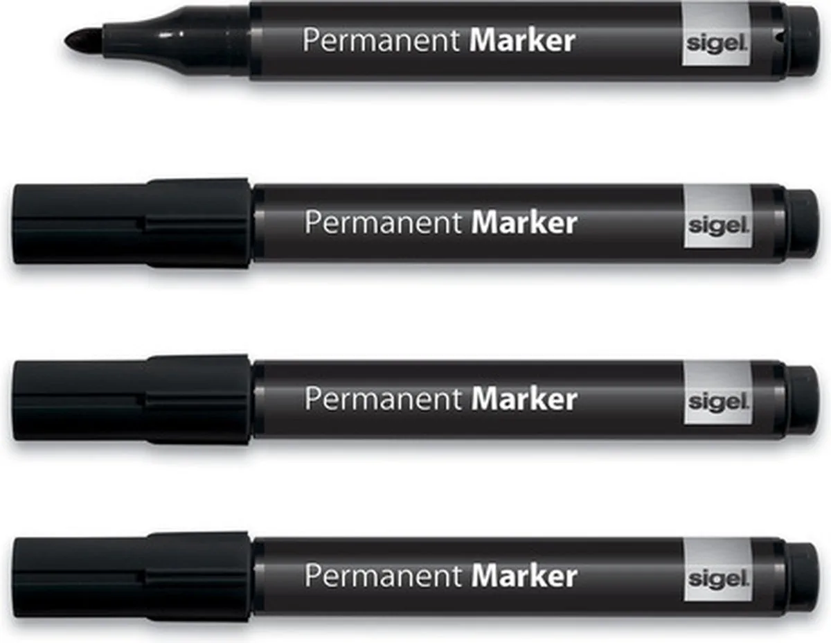 permanent marker - Meet up - markeerstift - 4 stuks - SI-MU183 van Sigel in Zwart – productfoto