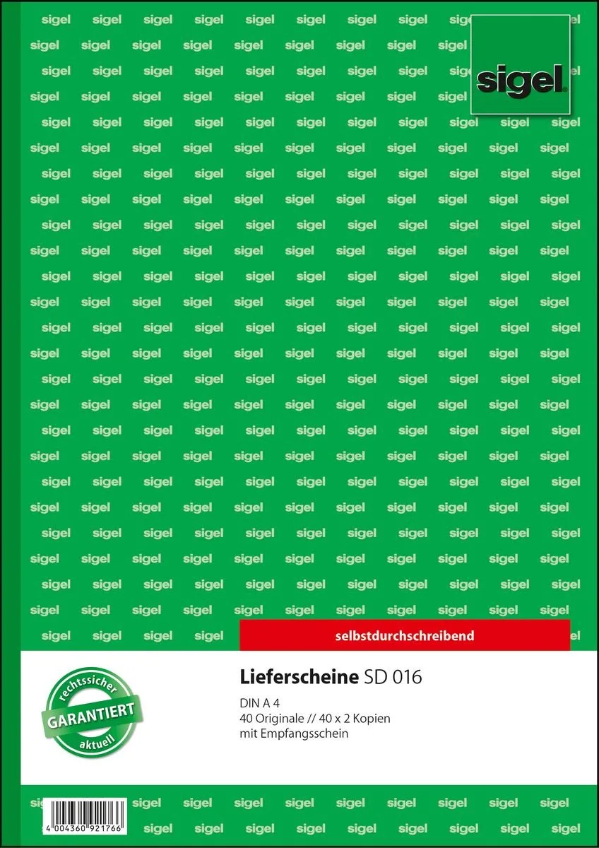 SD016, Monochromatisch, Groen, Wit, A4, 40 vel, Gelijnd papier, Hardcover de Sigel en Vert, Blanc – photo produit