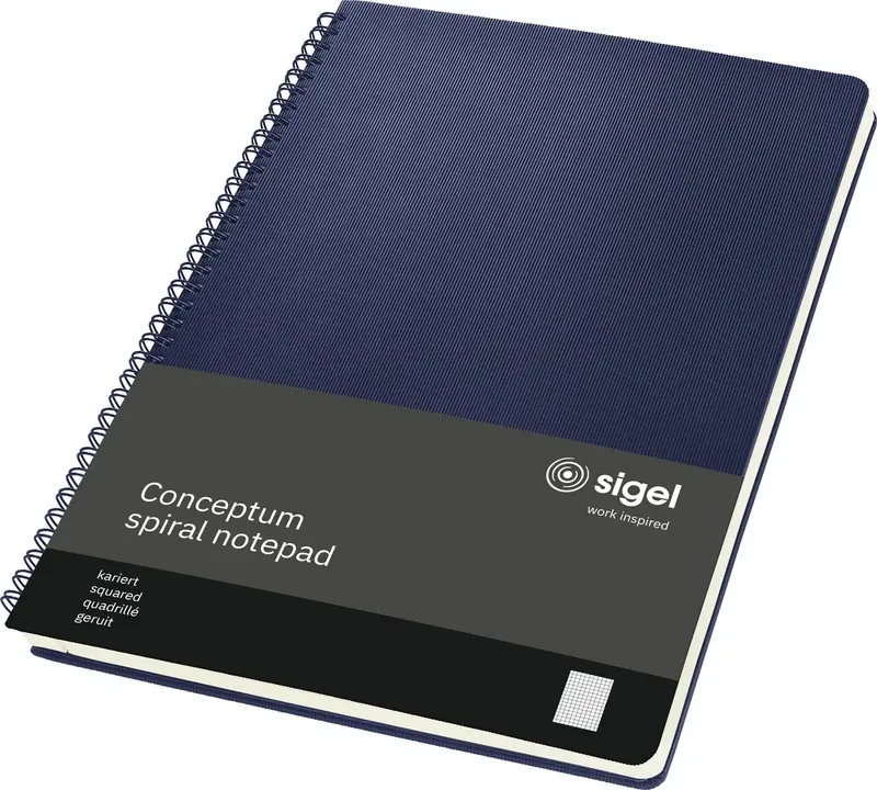 Spiralblock Conceptum Hardcover CO824 Dunkelblau DIN A4 kariert Anzahl der Blätter: 80 by Sigel – product photo