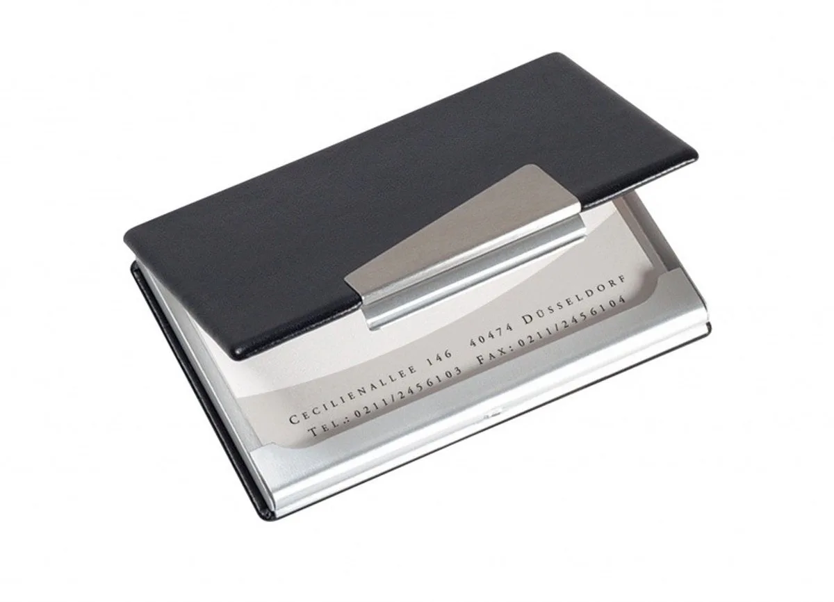 visitekaartjes houder aluminium voor 20 kaartjes von Sigel in Silber, Schwarz – Produktfoto