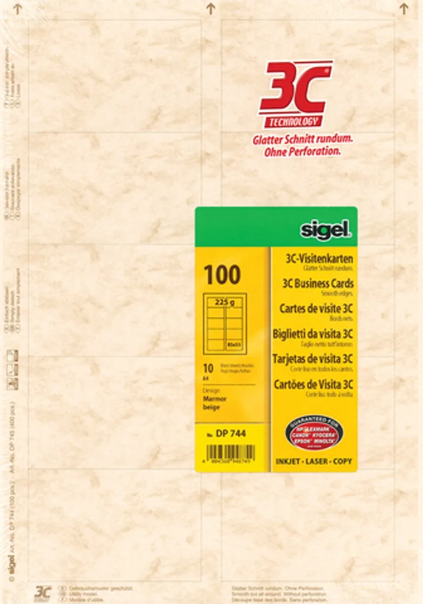 visitekaartjes Sigel 3C 225grs pak a 100 stuks marmer von Sigel in Beige – Produktfoto