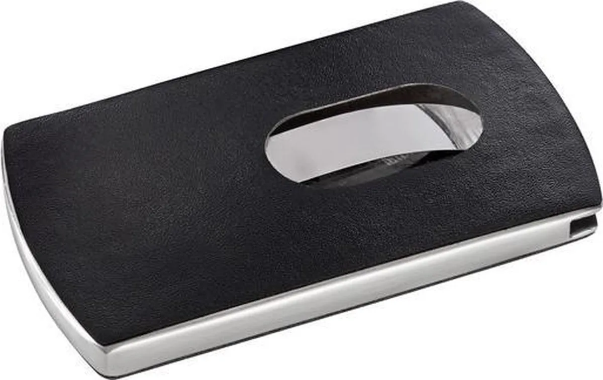 visitekaartjes Snap RVS/leder voor 12 kaartjes zwart/zilver von Sigel in Schwarz, Zilver Snap – Produktfoto