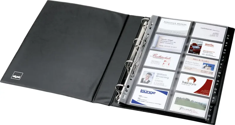VZ301 Visitekaart ringboek 400 kaarten (b x h x d) 270 x 325 x 53 mm Zwart (mat) Kunststof von Sigel in Schwarz – Produktfoto
