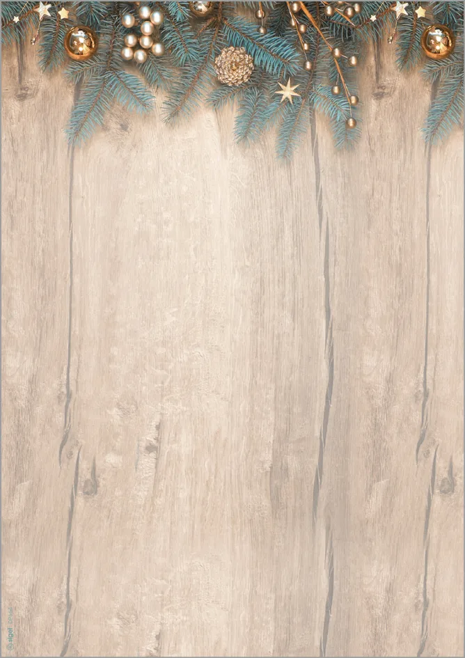 Weihnachts-Motiv-Papier , Golden Greens, , A4, 90 g/qm de Sigel – photo produit