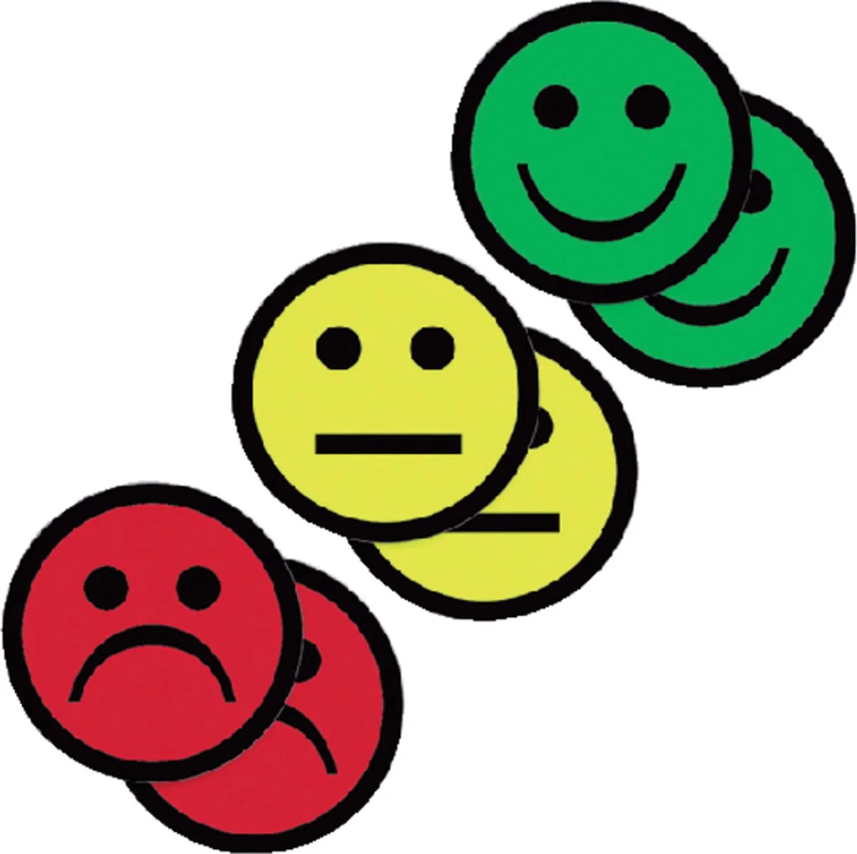 Magneet smiley 50mm 2x geel 2x groen 2x rood fra Smit Visual i Assorti – produktbillede