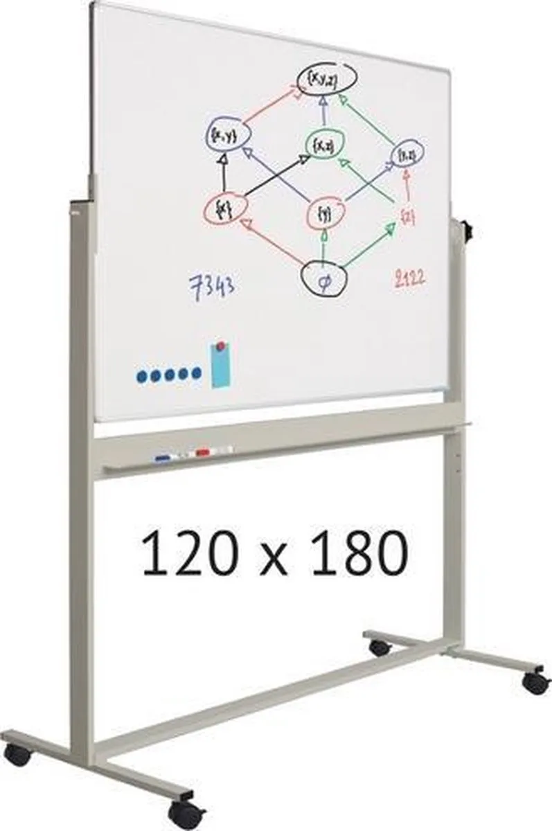 Verrijdbaar whiteboard | 120 x 180 cm fra Smit Visual i Hvid – produktbillede
