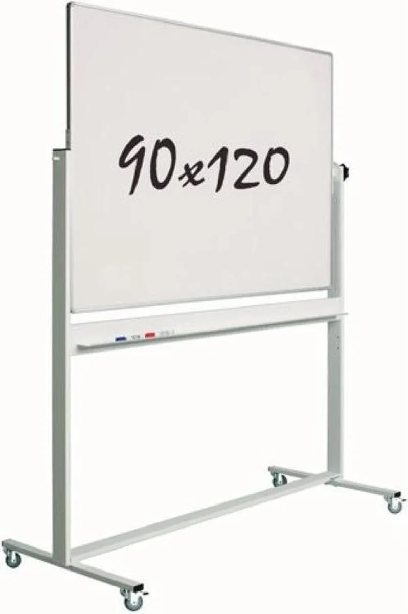 Whiteboard verrijdbaar - dubbelzijdig - Magnetisch - 90x120 cm fra Smit Visual i Hvid – produktbillede