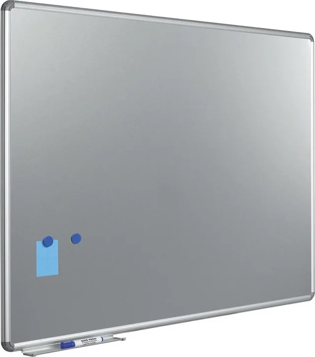 Zilverkleurig whitebord - metallic whiteboard 90x120 cm