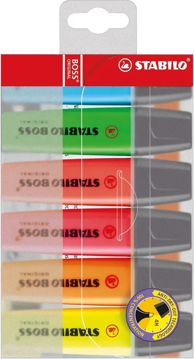 BOSS ORIGINAL - Markeerstift - Hoogste Kwaliteit - Etui Met 6 Kleuren de Stabilo en Multicolore – photo produit