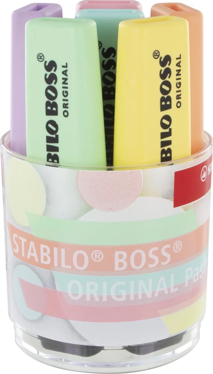 BOSS ORIGINAL Pastel - Markeerstift - Bureauset - Inhoud 6 Kleuren de Stabilo en 6 pastel kleuren – photo produit