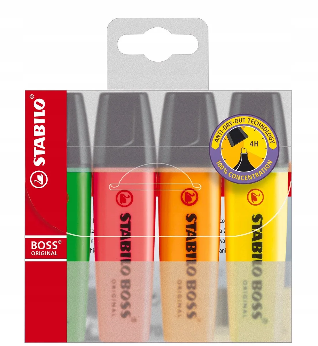 BOSS Zakreślerset - 4 Fluorescerende Markers in Etui von Stabilo in Assorti (neon) – Produktfoto