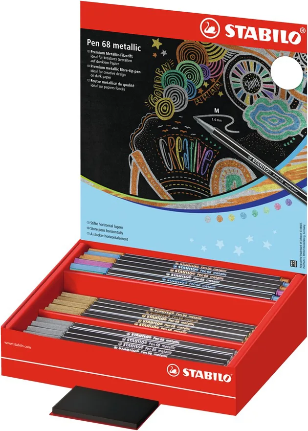 Fasermaler Pen 68 metallic, 60er Display von Stabilo – Produktfoto