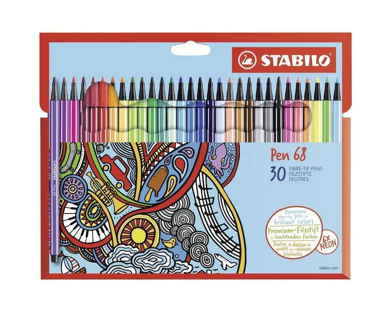 Faserstift STABILO Pen 68 Filzstift - 1 mm - 30er Etui - Kartonetiu by Stabilo – product photo