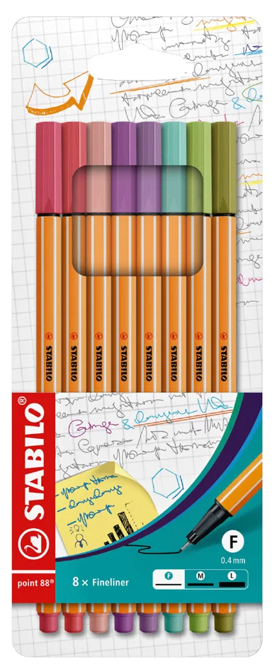 Fineliner point 88, 8er Kartonetui von Stabilo – Produktfoto