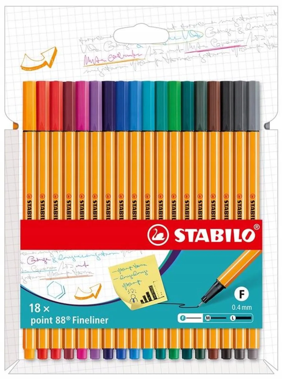Fineliner Set 18 Kleuren 0.4mm - School & Kantoor van Stabilo in 18 Kleuren – productfoto