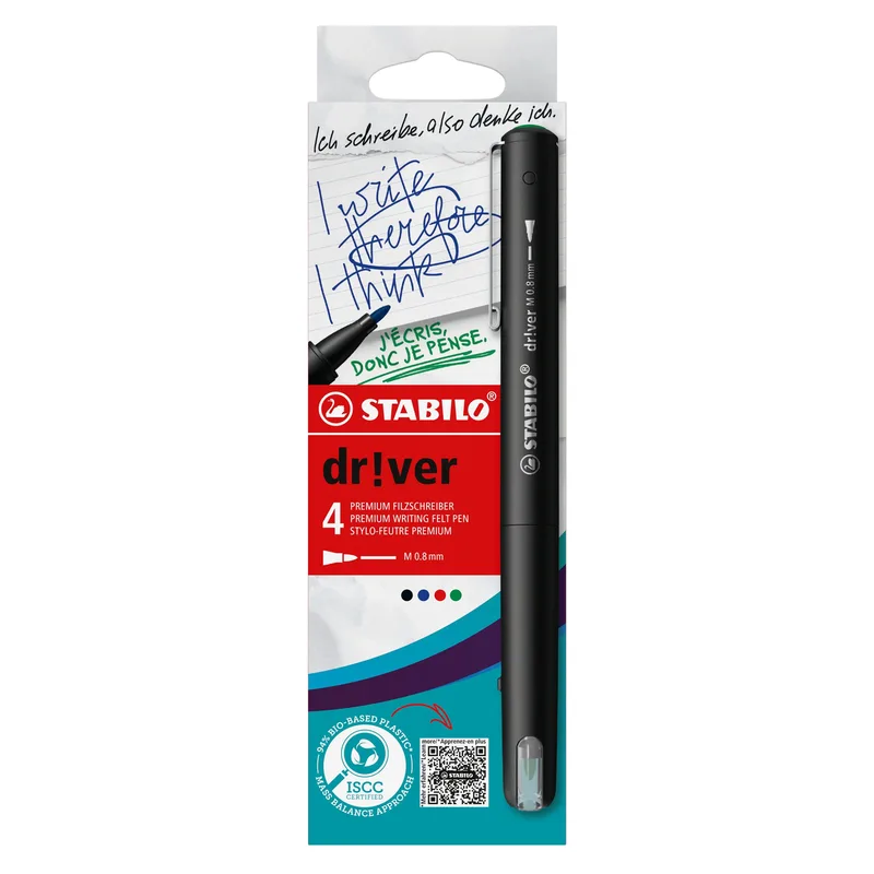 Fineliner stabilo dr!ver medium assorti 4 stuks by Stabilo – product photo