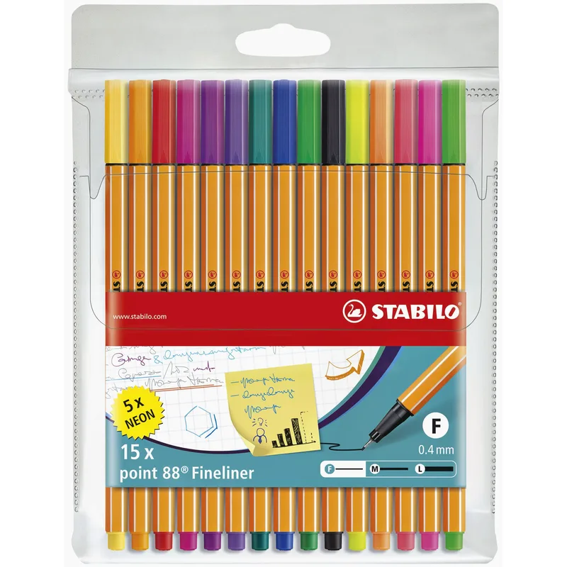 Fineliner stabilo point 88/15 f ass 15st | 10 stuks by Stabilo – product photo