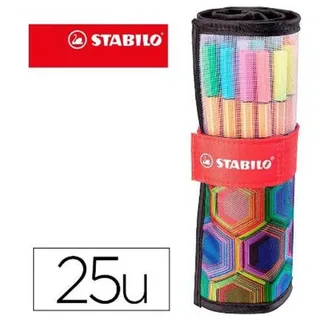 Fineliner STABILO point 88/25 Arty rollerset zwart fijn assorti etui à 25 stuks van Stabilo – productfoto 2 van 2