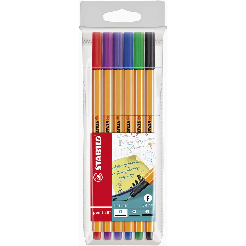 Fineliner stabilo point 88/6 f ass 6st | 10 stuks van Stabilo – productfoto