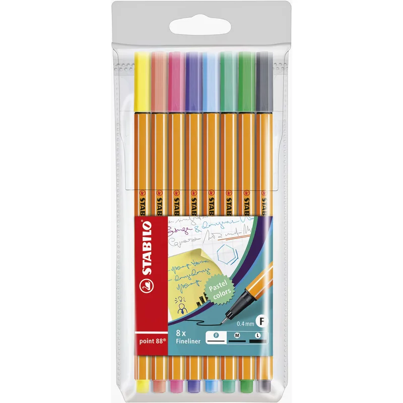Fineliner stabilo point 88/8 f pastel ass 8st | 10 stuks by Stabilo – product photo