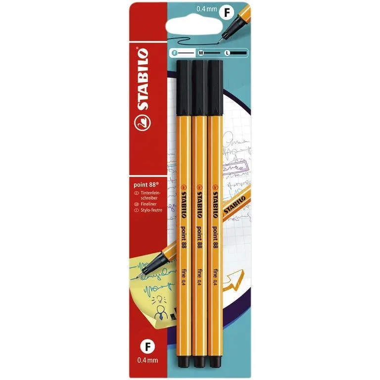 Fineliner stabilo point 88 f zwart 3st | 10 stuks by Stabilo – product photo