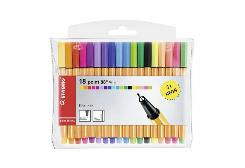 Fineliner STABILO point 88 Fineliner Mini - 0,4 mm - 18er Set - 13 Standardfarbe von Stabilo – Produktfoto