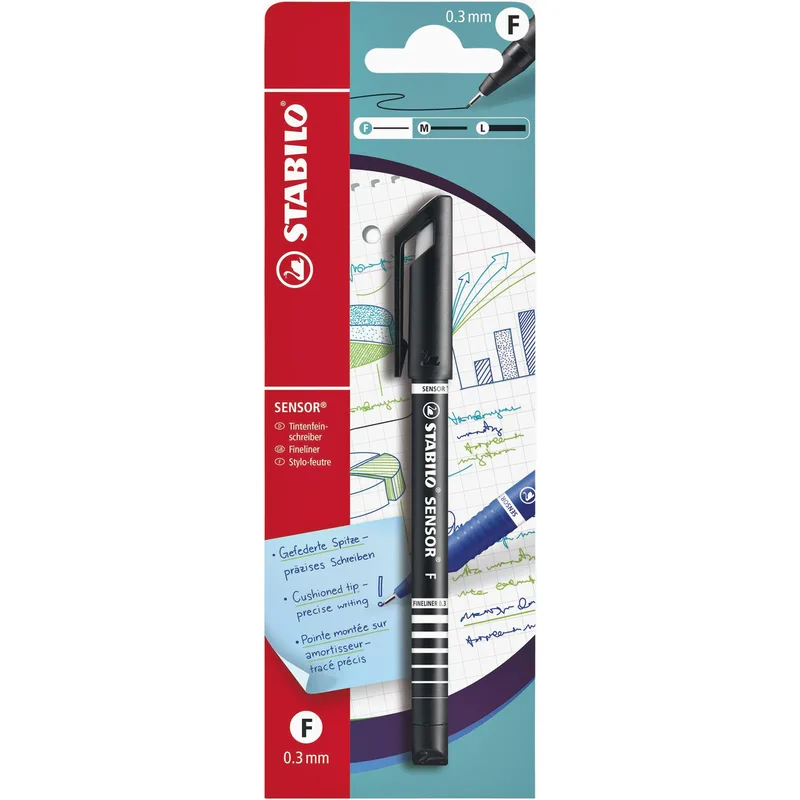 Fineliner stabilo sensor 10198 f zwart | 10 stuks by Stabilo – product photo