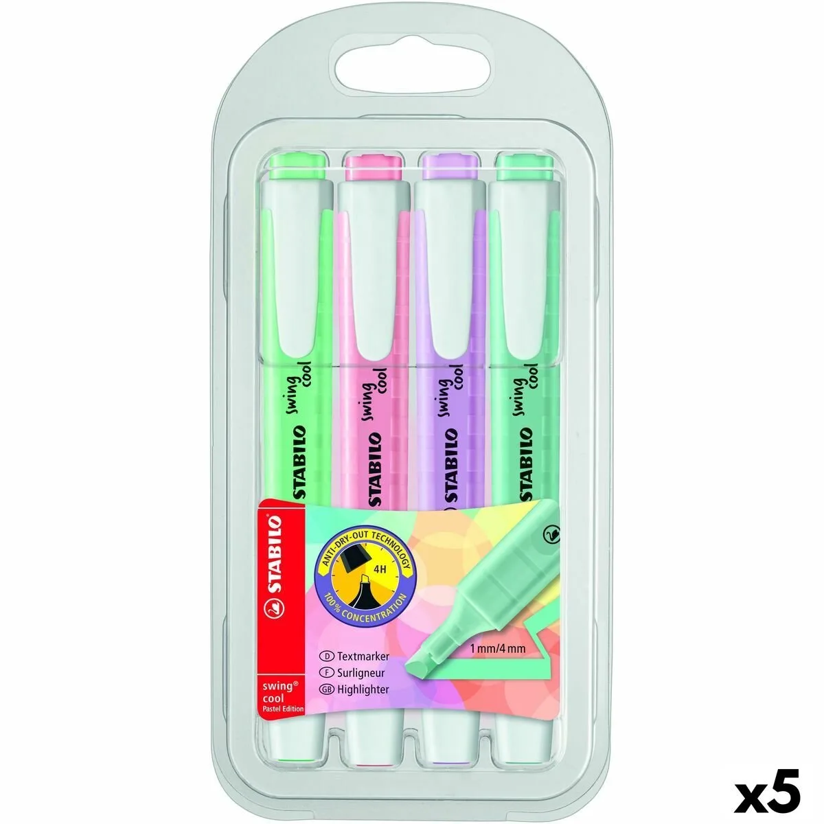 Fluorescerende Markeerstift Set Stabilo Swing Cool Multicolour (5 Stuks) fra Stabilo i Pastel – produktbillede