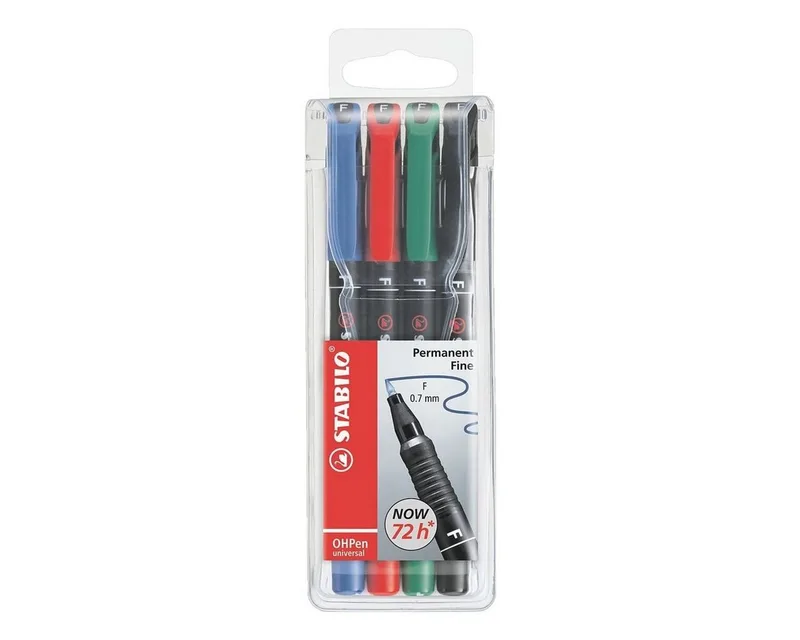 Folienstift OHPen Permanent, (4-tlg), zum Beschriften von glatten Oberflächen de Stabilo en Multicolore – photo produit