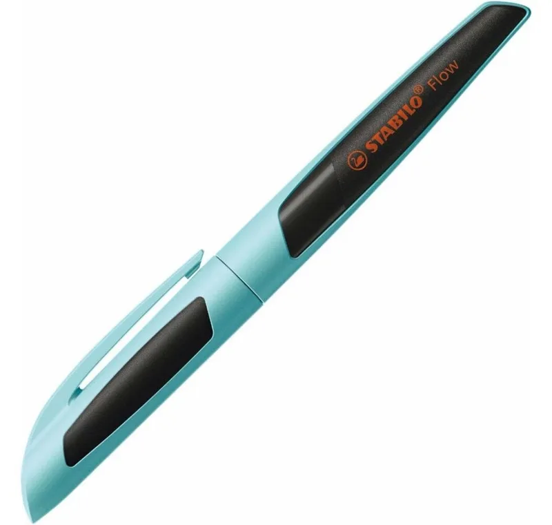 Füllfederhalter Füller Flow Sporty FederM hellblau-schwarz Soft-Griffzone von Stabilo – Produktfoto