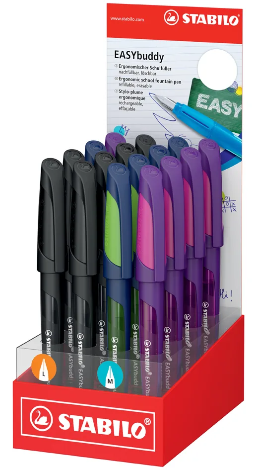 Füllhalter EASYbuddy L/M, 16er Display von Stabilo – Produktfoto