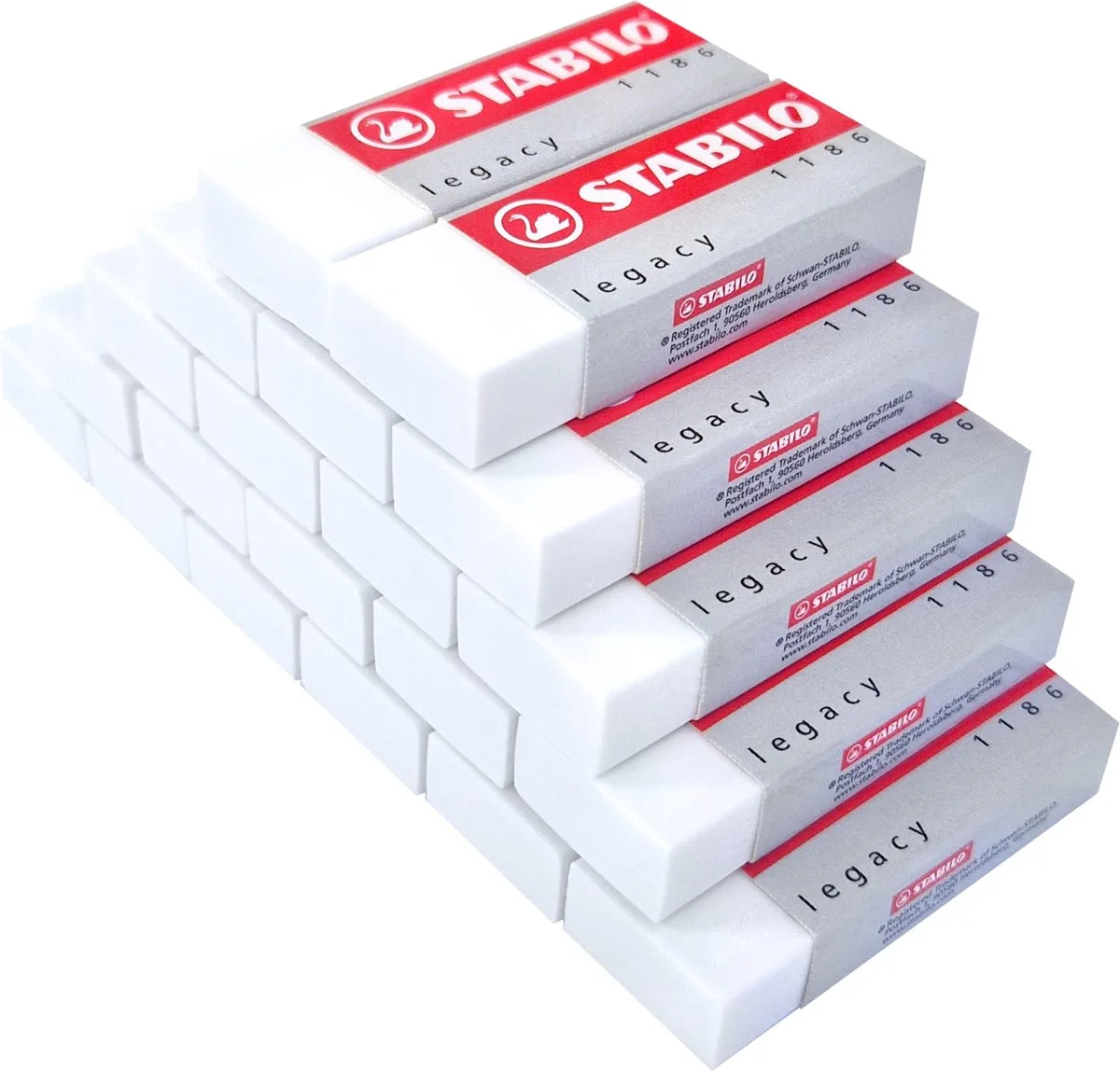 gum, H: 1 cm, L: 6,3 cm, B: 2,3 cm, 20 stuk/ 1 doos fra Stabilo i Hvid – produktbillede