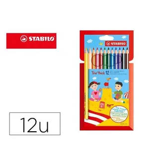 Kleurpotloden STABILO 203 Trio dik assorti kartonnen etui à 12 stuks van Stabilo – productfoto 2 van 2