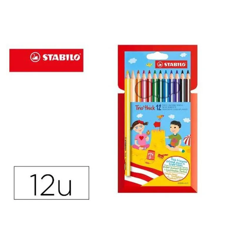 Kleurpotloden STABILO 203 Trio dik assorti kartonnen etui à 12 stuks van Stabilo – productfoto 2 van 2