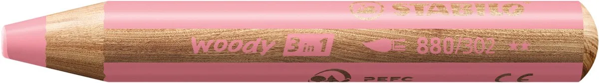 Kleurpotloden STABILO 880 woody 3 in 1 multitalent pastel | 5 stuks de Stabilo en Rose – photo produit