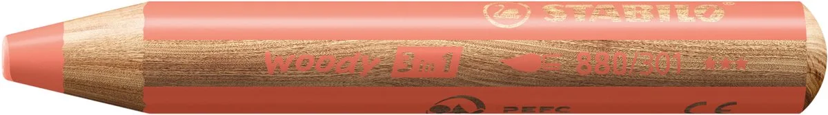 Kleurpotloden STABILO 880 woody 3 in 1 multitalent pastel | 5 stuks de Stabilo en Rouge – photo produit