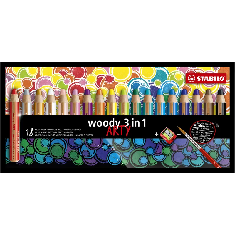 Kleurpotlood stabilo 880 woody 3 in 1 arty 18st | 2 stuks by Stabilo – product photo
