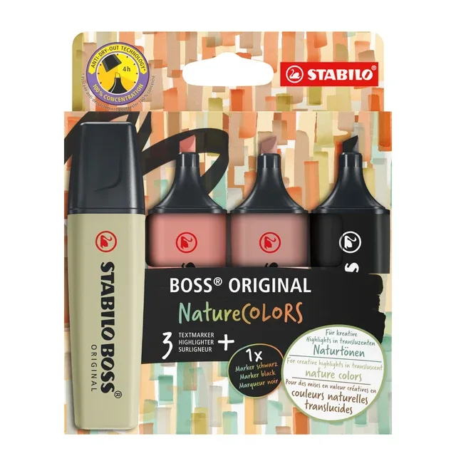 Markeerstift stabilo boss 70/4 etui à 4st nature | 5 stuks by Stabilo – product photo