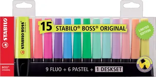 Markeerstift STABILO BOSS Original 70/15 assorti deskset à 15 stuks van Stabilo – productfoto 1 van 3
