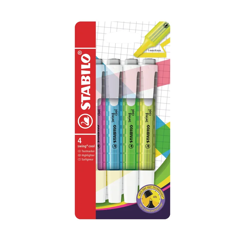 Markeerstift stabilo swing cool 275/4 4st assorti | 5 stuks de Stabilo – photo produit