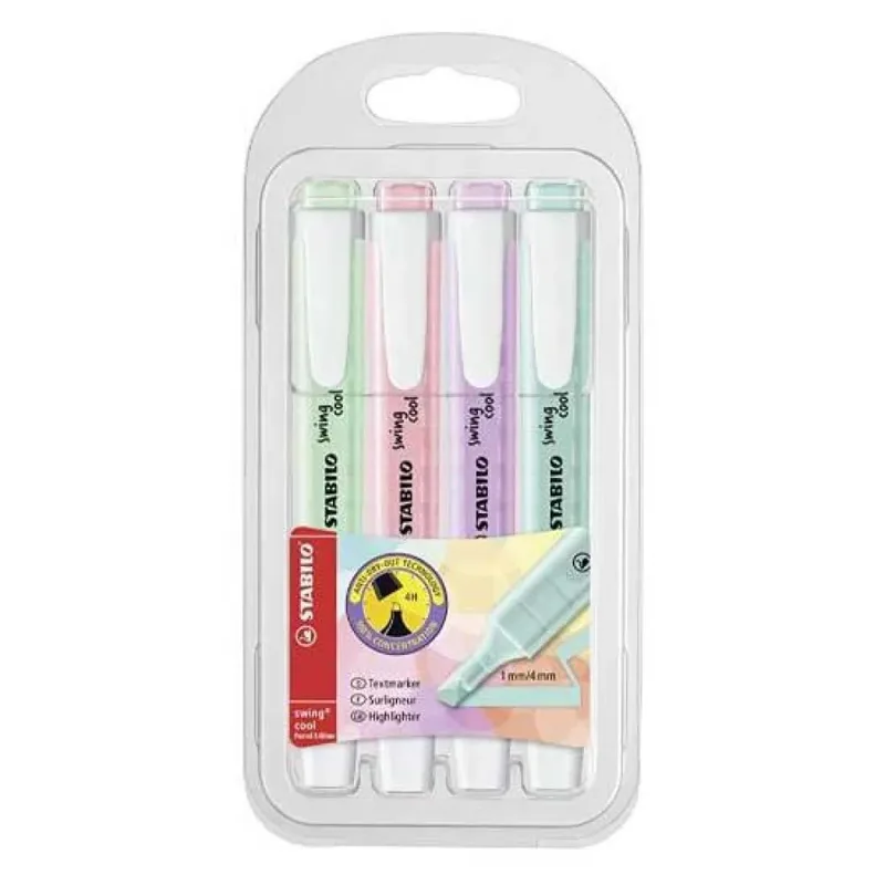 Markeerstift STABILO Swing cool 275/4 pastel assorti etui à 4 stuks de Stabilo – photo produit 3 sur 5