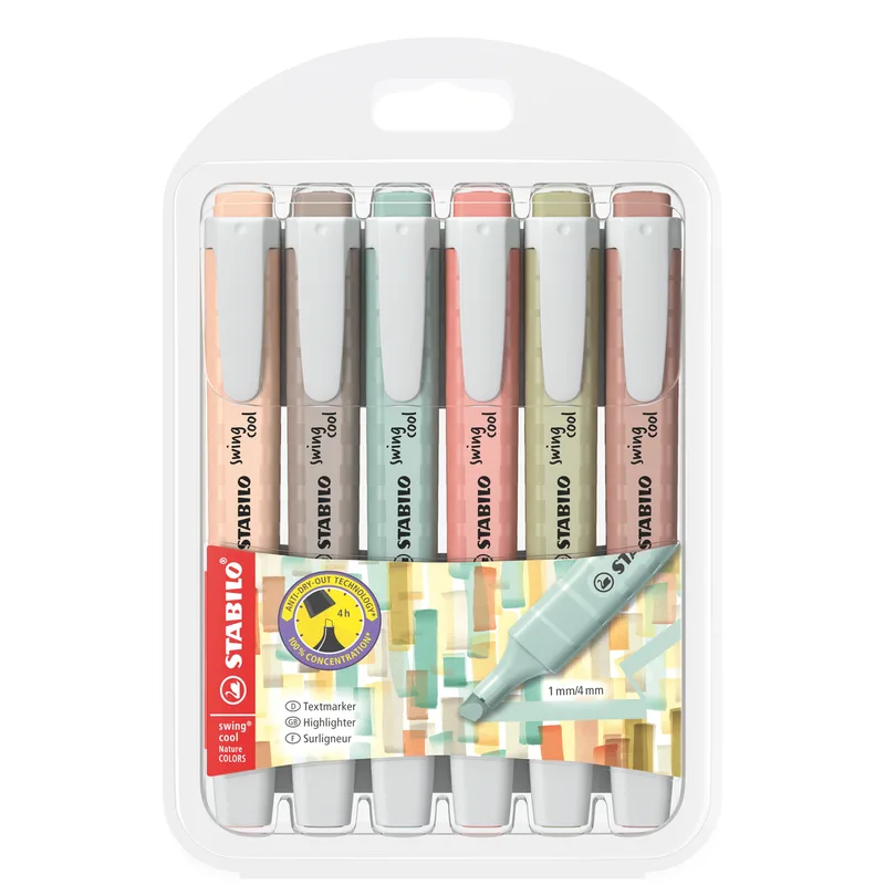 Markeerstift stabilo swing cool nature assorti 6st | 5 stuks by Stabilo – product photo