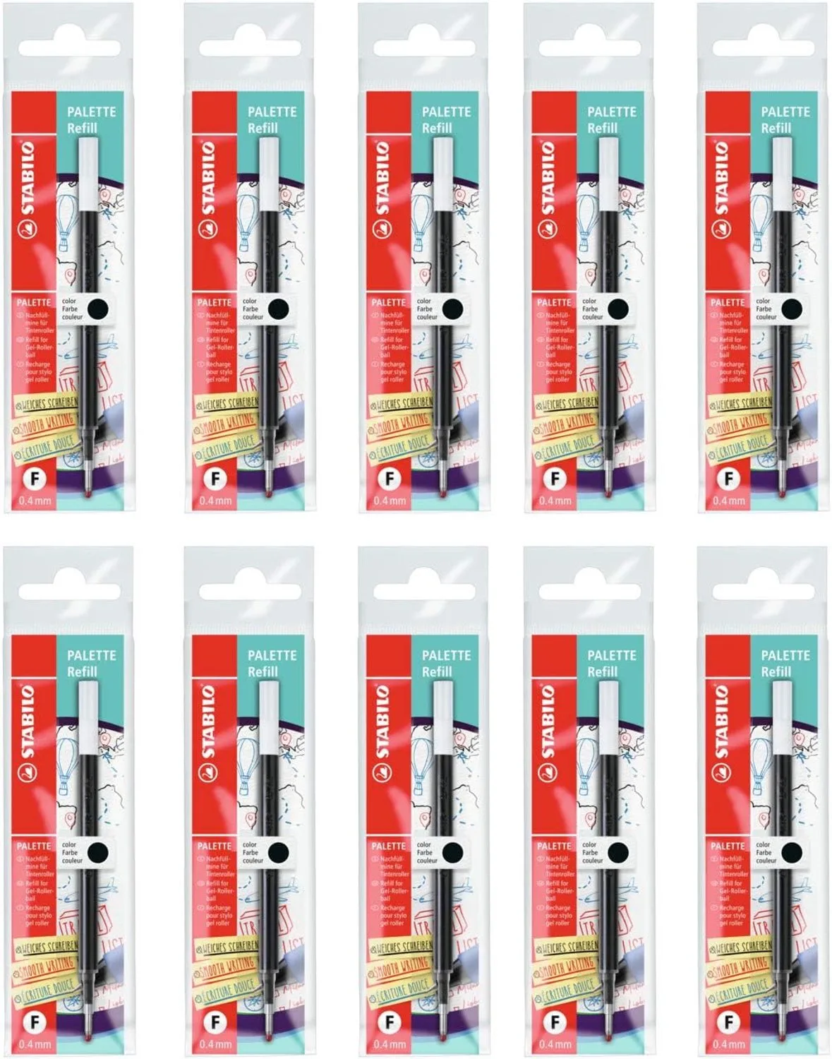 PALETTE Gel Rollerball Refills - Doos van 10 de Stabilo en Noir – photo produit