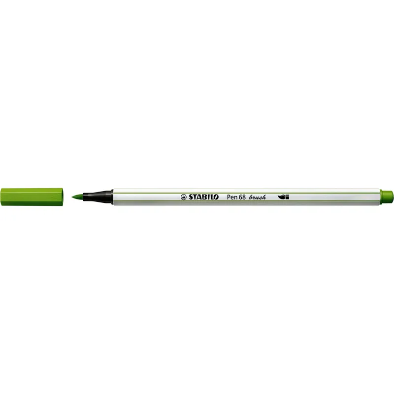 Pen 68 brush, premium brush viltstift, loof groen, per stuk by Stabilo – product photo