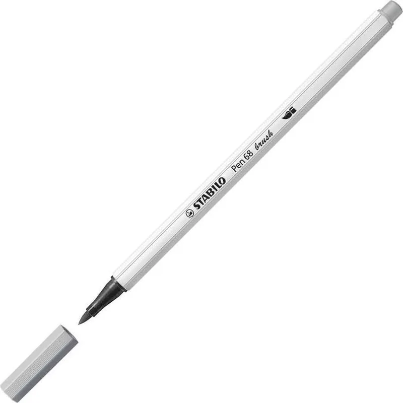 Pen 68 Brush - Premium Brush Viltstift - Met Flexibele Penseelpunt - Middel Koud - per stuk von Stabilo in Grau – Produktfoto