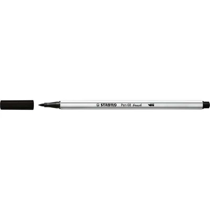 Pen 68 brush, premium brush viltstift, zwart, per stuk van Stabilo – productfoto