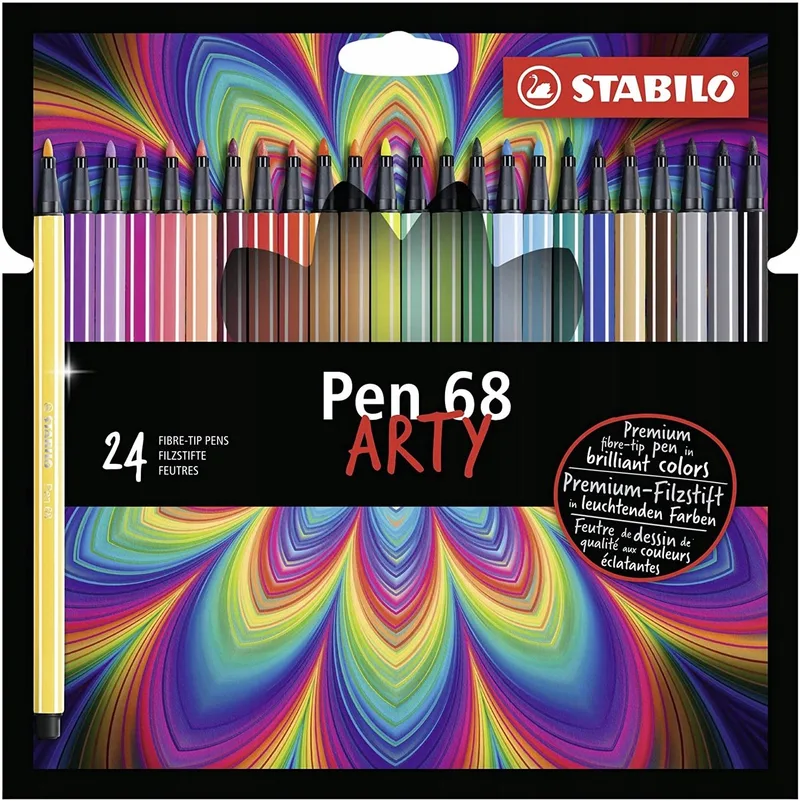 Pen 68 Markers - 24 Kleuren Set in Kartonnen Doos de Stabilo en Multicolore – photo produit