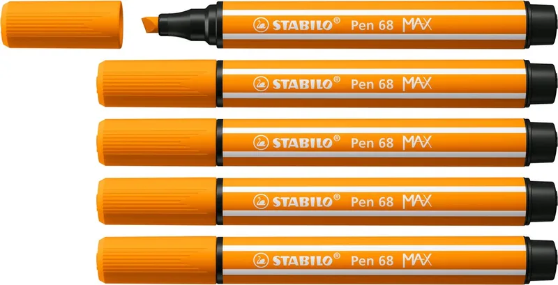 Pen 68 MAX – Premium Viltstift Met Dikke Beitelpunt - Doos 5 stuks von Stabilo in Orange – Produktfoto
