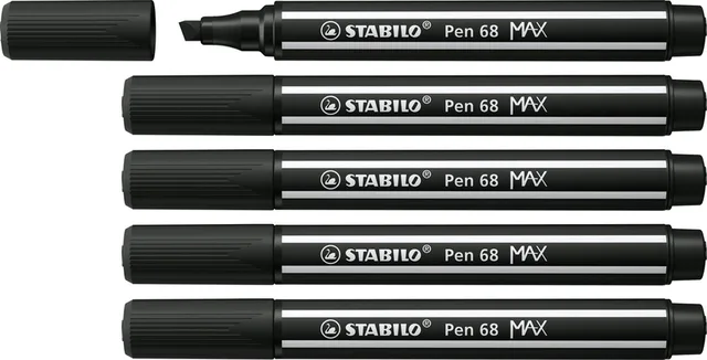 Pen 68 MAX – Premium Viltstift Met Dikke Beitelpunt - Doos 5 stuks